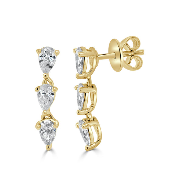14K Gold & Pear-Shaped Diamond Drop Dangle Earrings - 0.50ct - 1