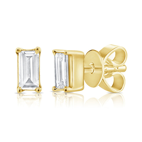14k Gold & Diamond Baguette Studs - 0.17ct - 1