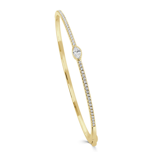 14K Gold & Marquise Diamond Bangle - 0.65ct - 1