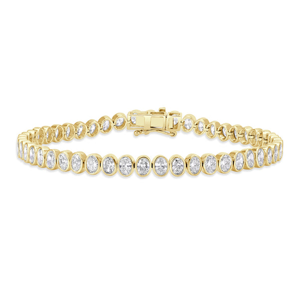 14K Gold Diamond Oval Bezel Bracelet- 5.65 CT - 1