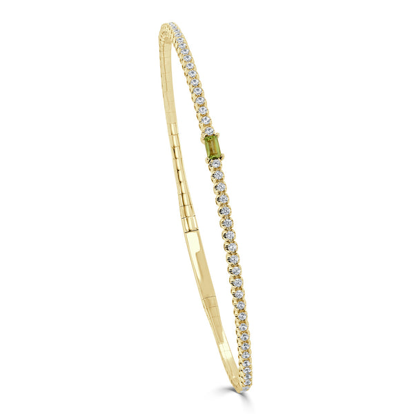 14K Gold Birthstone & Diamond Flexible Bangle - 0.54ct - 1