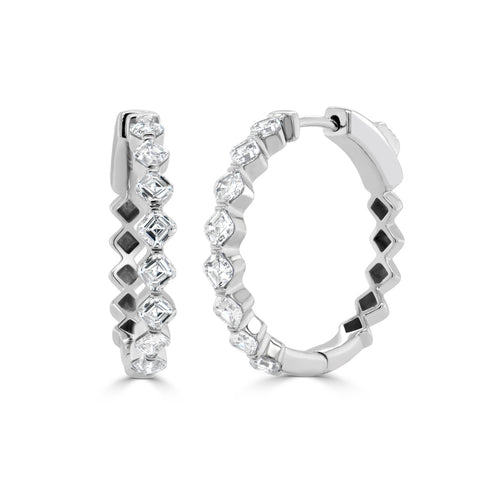 14K Gold Asscher Cut Diamond Hoop Earrings - 1.40ct - 1
