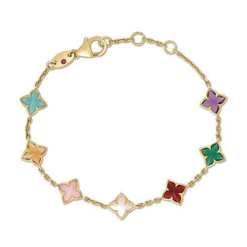 Venetian Princess Carnival Mixed Gemstones Flower Station Bracelet - 1