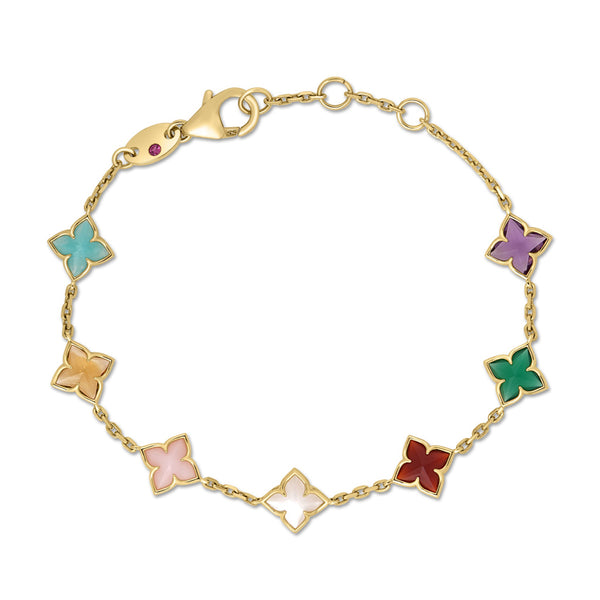 Venetian Princess Carnival Mixed Gemstones Flower Station Bracelet - 1