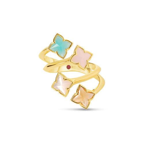 Venetian Princess Carnival Four Row Pastel Flower Ring - 1
