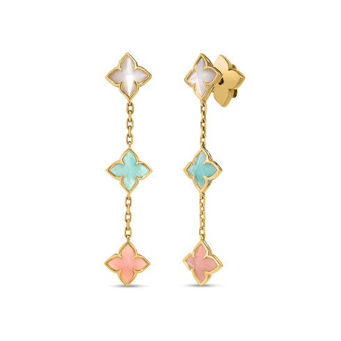 Venetian Princess Carnival Pastel Flower Dangle Earrings - 1