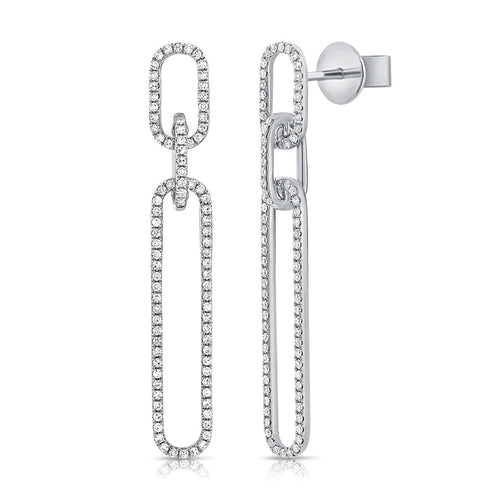 14K Gold Diamond Link Earrings - 0.53 CT - 1