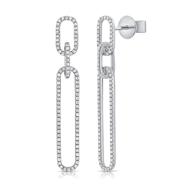 14K Gold Diamond Link Earrings - 0.53 CT - 1