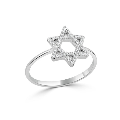 14K Gold Diamond Star Of David Ring - 0.07 CT - 1
