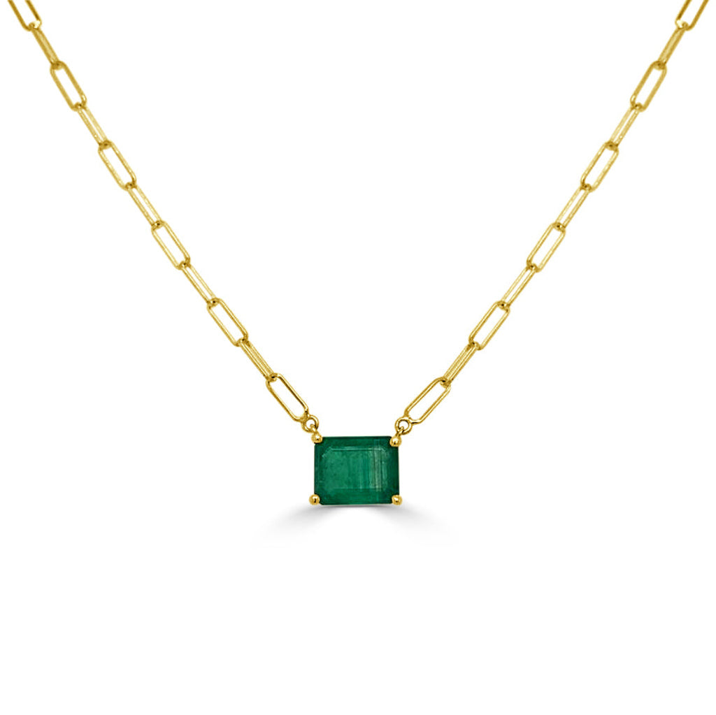 Zadok Collection Sabrina Design Gold & Emerald Necklace | Zadok Austin