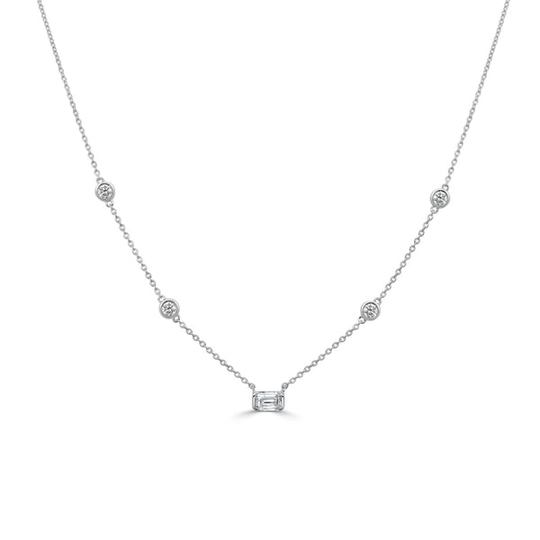 14K Gold & Emerald-Cut Diamond Station Necklace - 0.27ct - 1