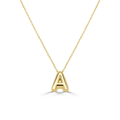 14K Gold Bubble Initial Necklace - 1