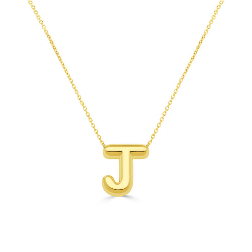 14K Gold Bubble Initial Necklace - 1
