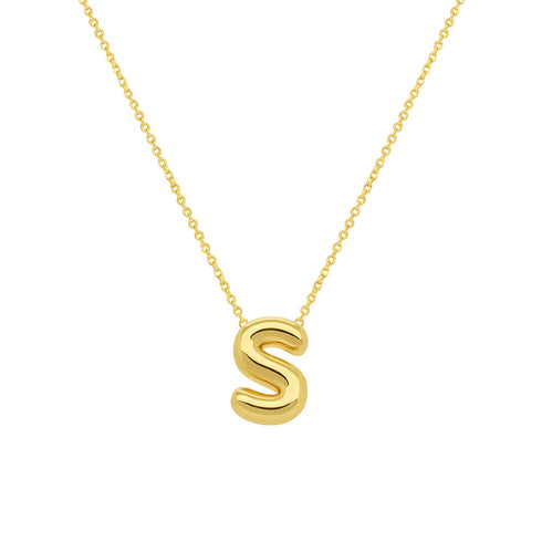 14K Gold Bubble Initial Necklace - 1