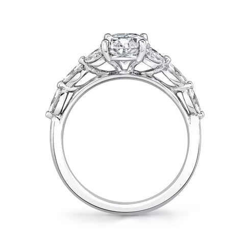 Oval Diamond Engagement Ring with Marquise Leaf Accents - 2