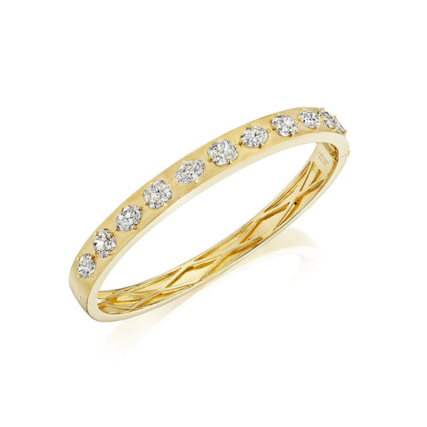 14K Yellow Gold Mixed Diamond Bangle - 1