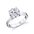 Round Diamond Solitaire Engagement Ring with Wide Grooved Band - 1