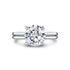 Round Diamond Solitaire Engagement Ring with Wide Grooved Band - 3