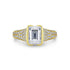 Yellow Gold Emerald Cut Half Bezel Engagement Ring with Micro-Pavé Band - 3