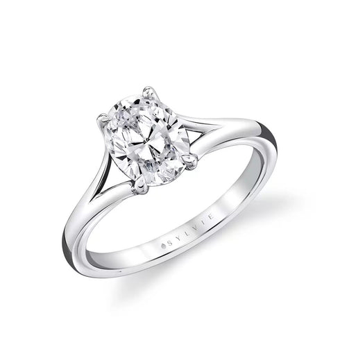 Oval Diamond Solitaire Engagement Ring with Split Shank - 1