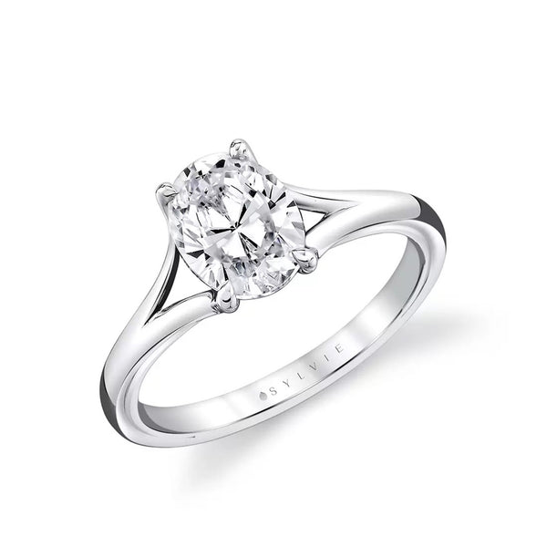 Oval Diamond Solitaire Engagement Ring with Split Shank - 1