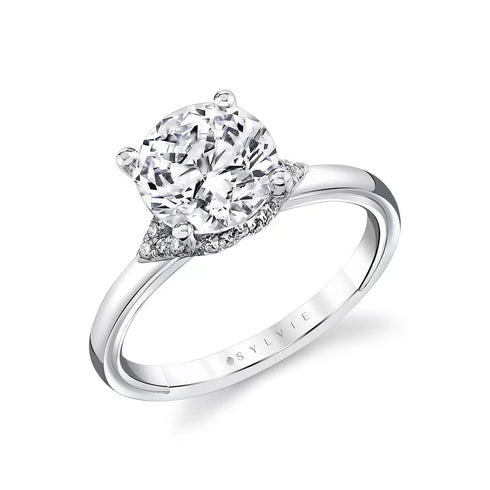 Round Diamond Engagement Ring with Pavé Gallery Accent - 1