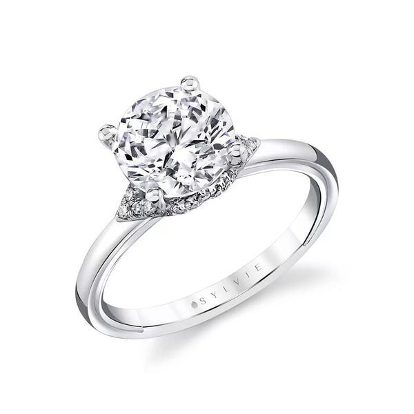 Round Diamond Engagement Ring with Pavé Gallery Accent - 1