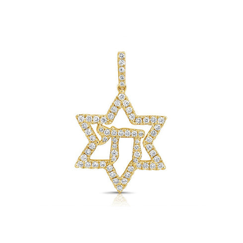 0.38ct Diamond Star Of David Pendant - 1