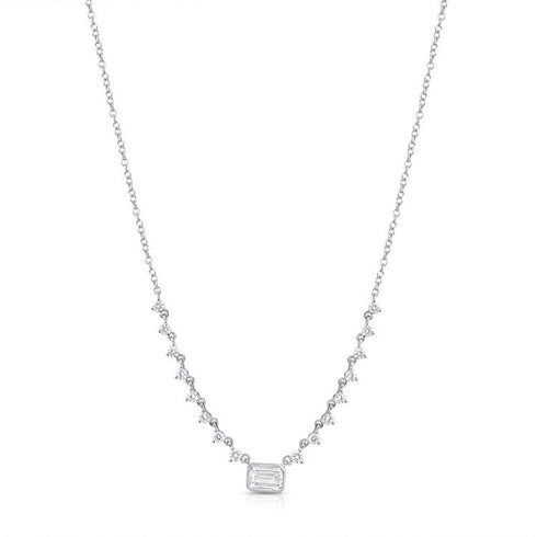 1.27ct Emerald Shape And Round Diamond Necklace - 1