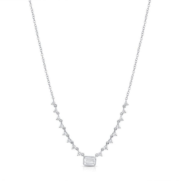1.27ct Emerald Shape And Round Diamond Necklace - 1