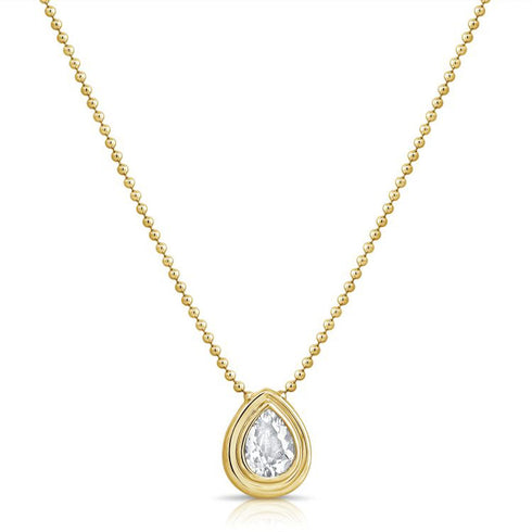 2.20ct White Topaz Solitaire Bezel Set Ball Penadnt Necklace - 1