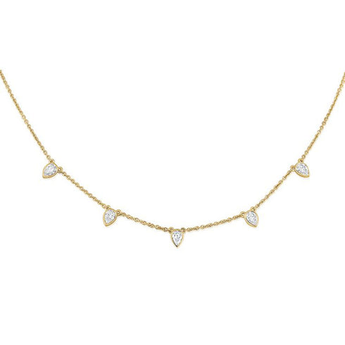 1.27ct Pear Shape Diamond Bezel Station Necklace - 1