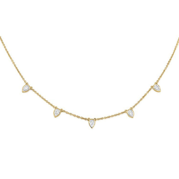 1.27ct Pear Shape Diamond Bezel Station Necklace - 1