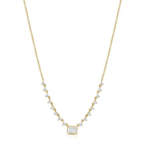 1.27ct Emerald Shape And Round Diamond Necklace - 1