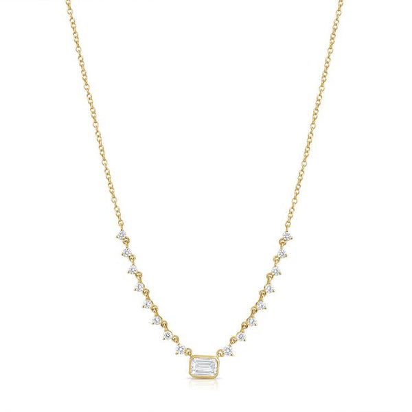 1.27ct Emerald Shape And Round Diamond Necklace - 1