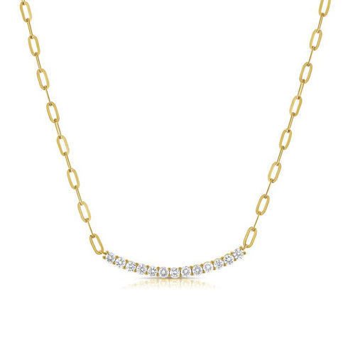 .85ct Diamond Bar Paperclip Necklace - 1