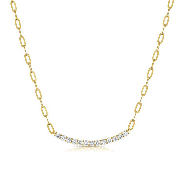 .85ct Diamond Bar Paperclip Necklace - 1