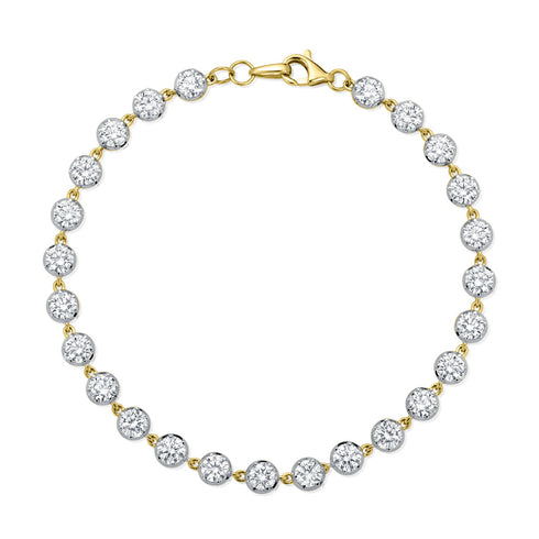 Round Brilliant Diamond Station Bracelet In 18K Yellow Gold - 1