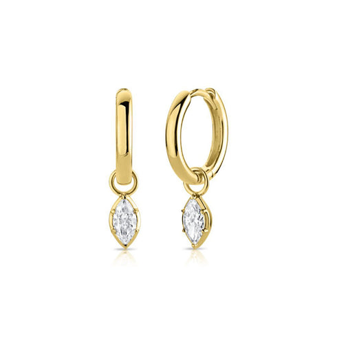 0.50ct Marquise Shape Diamond Six Prong Solitaire Huggie Earrings - 1