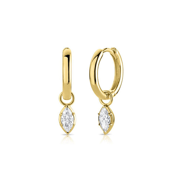 0.50ct Marquise Shape Diamond Six Prong Solitaire Huggie Earrings - 1