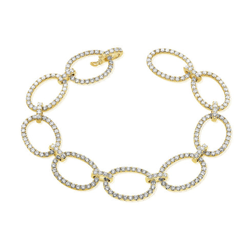 14k Gold & Diamond Oval Link Bracelet - 5.23ct - 1