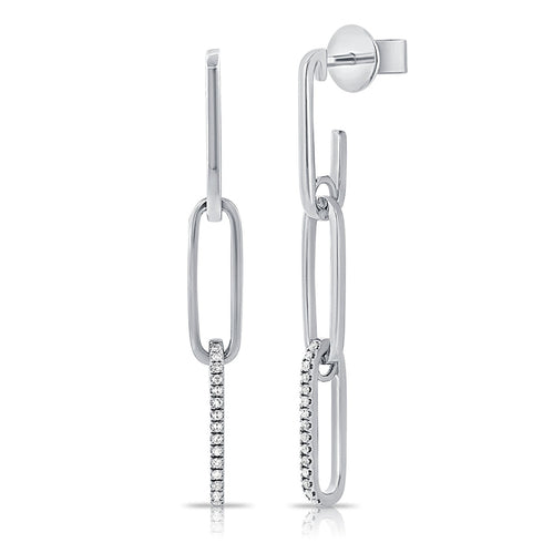 14k Gold & Diamond Drop Link Earrings - 0.08ct - 1
