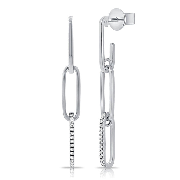 14k Gold & Diamond Drop Link Earrings - 0.08ct - 1