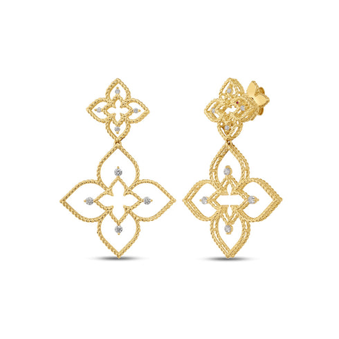 Princess Flower Large Open Frame Diamond Drop Earrings - 1