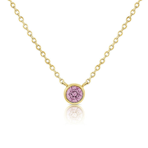 14K Gold Pink Tourmaline Bezel Necklace - 1