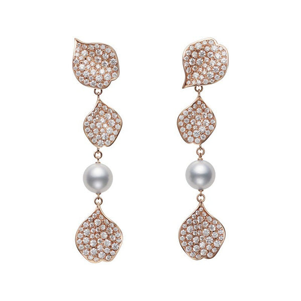Les Pétales Place Vendôme Roses Akoya Cultured Pearl Earrings in 18K Pink Gold - 1