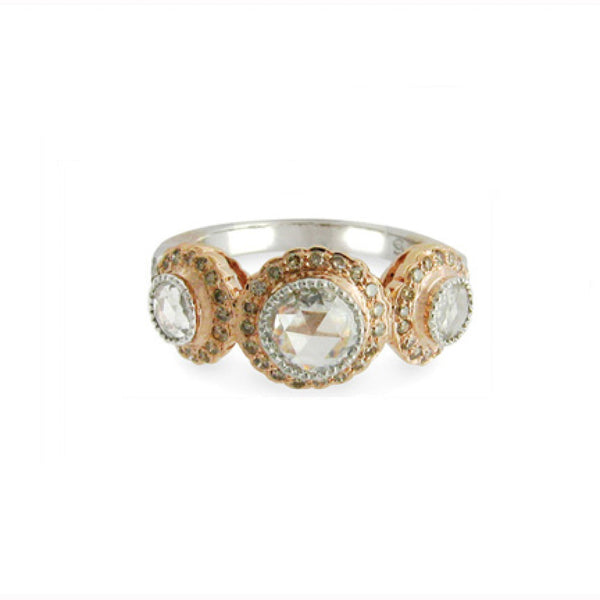 True Romance 3 Stone Champagne Diamond Ring - 1