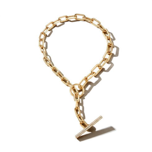 Saxon 18k Gold and Diamond Graduated Link Chain Toggle Necklace - 1