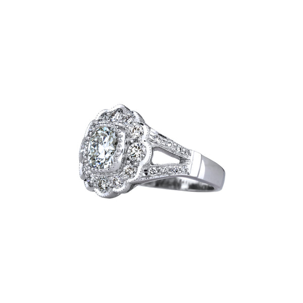 Cushion Cut White Diamond Ring - 1