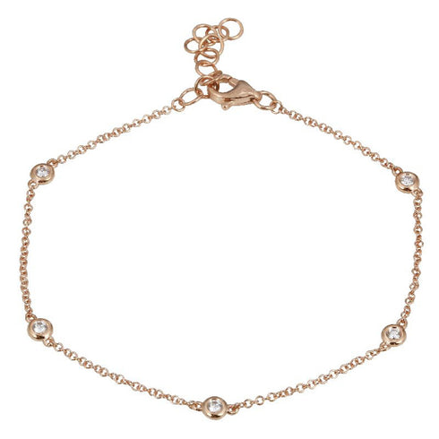 14K Gold Diamond Bezel Bracelet - 0.10ct - 1